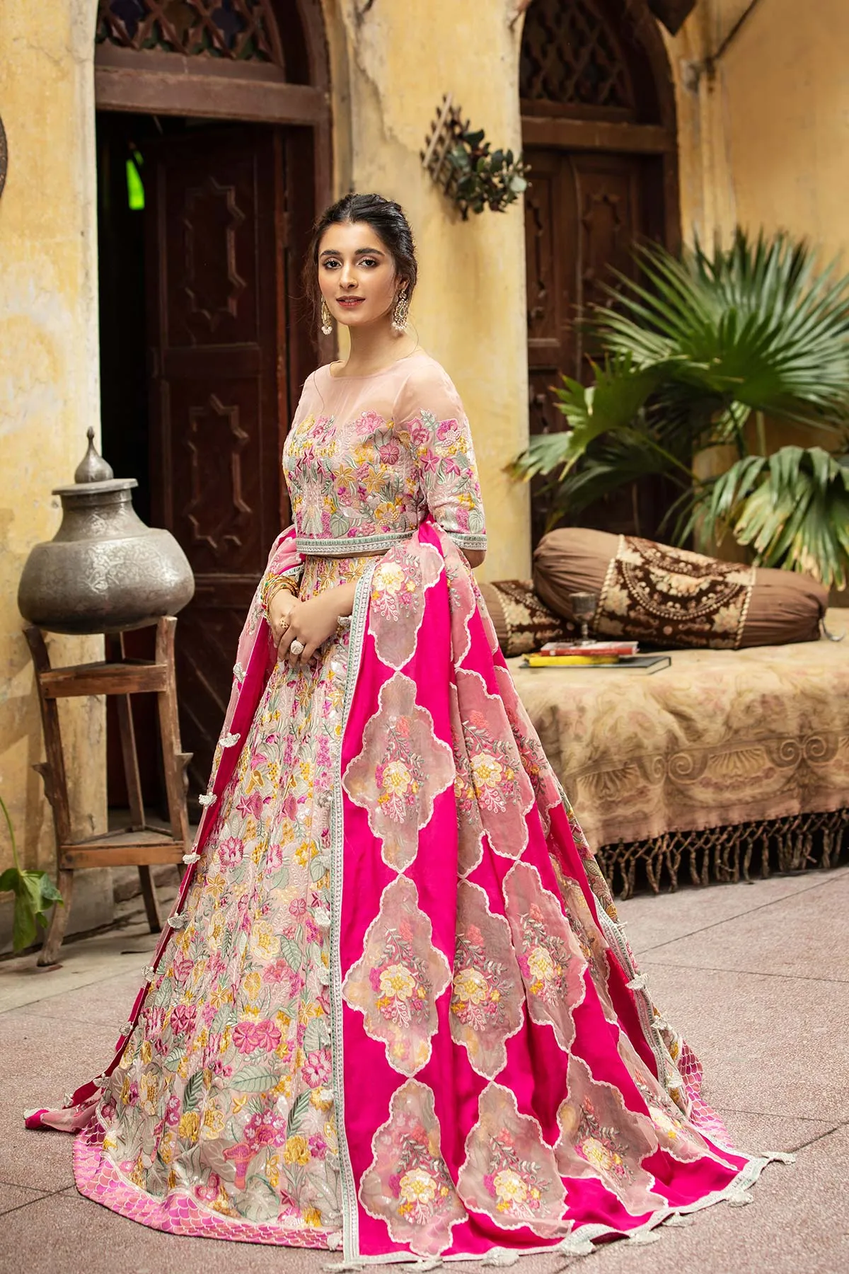 3 Pc Embroidered Silk Lehnga STM21-16