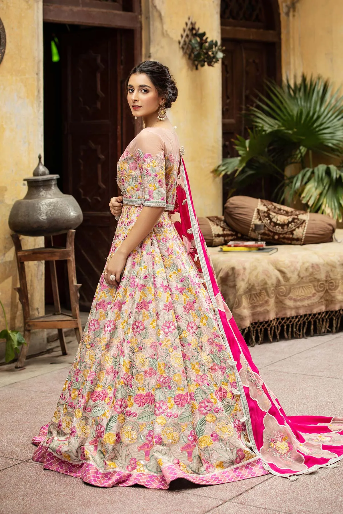 3 Pc Embroidered Silk Lehnga STM21-16