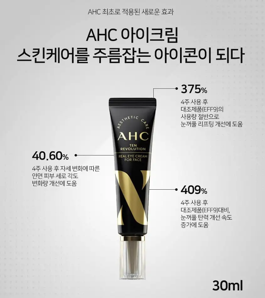 AHC Ten Revolution Real Eye Cream For Face 30ml Facial Skincare Anri Aging Wrinkles Collagen