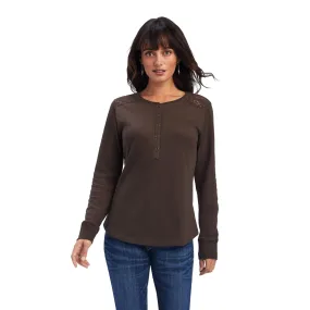 Ariat Womens REAL Hazel Nut Henley Long Sleeve Shirt