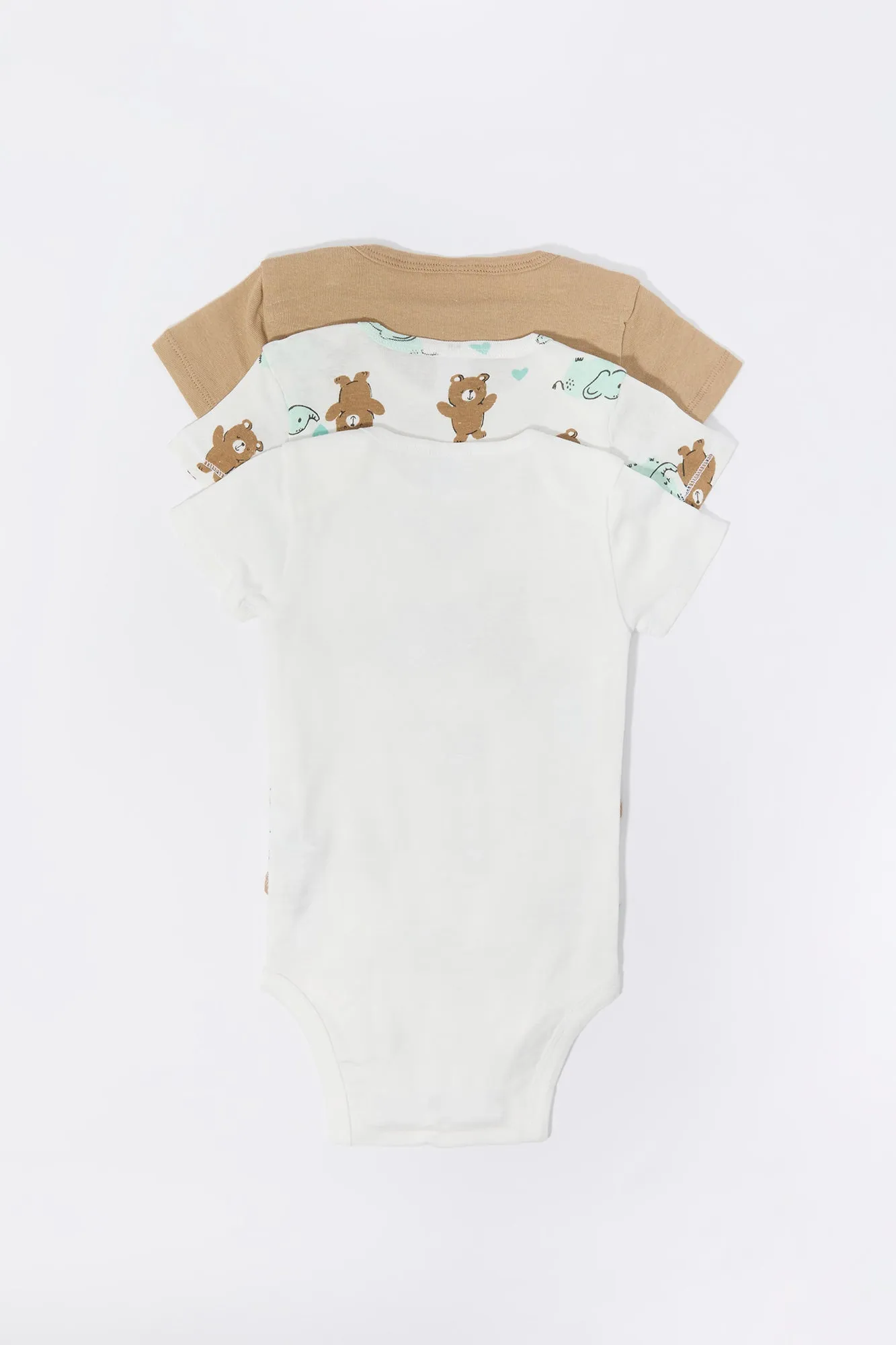 Baby Teddy & Elephant Graphic Bodysuit (3 Pack)