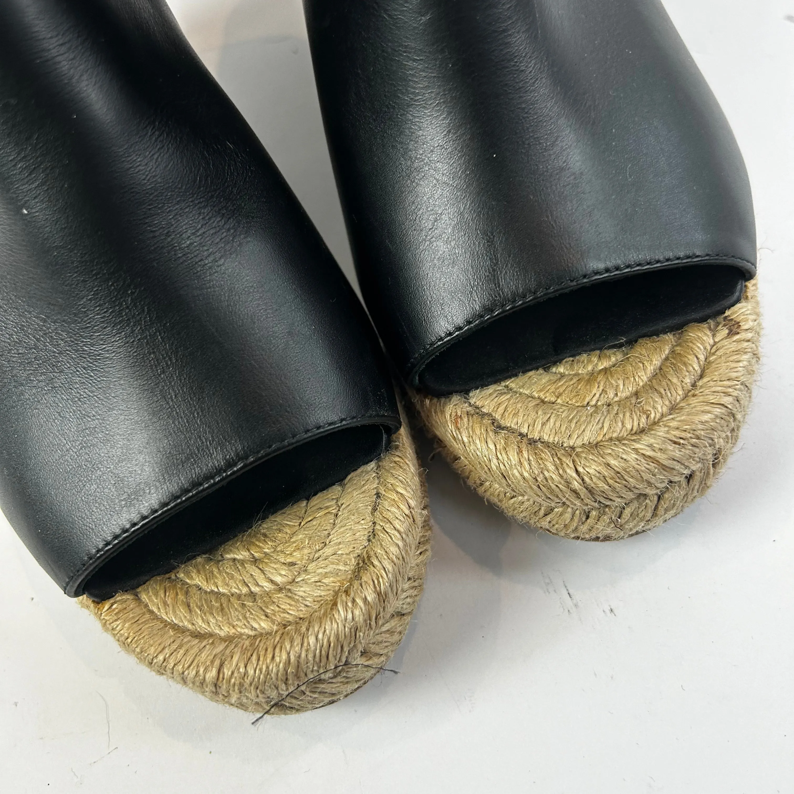 Balenciaga 400 Black Leather Espadrille Wedges 41