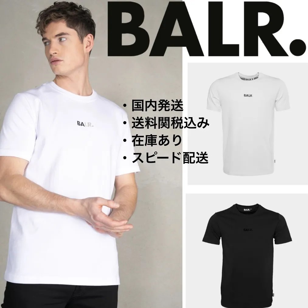 BALR  |Crew Neck Plain Cotton Short Sleeves Logo Crew Neck T-Shirts