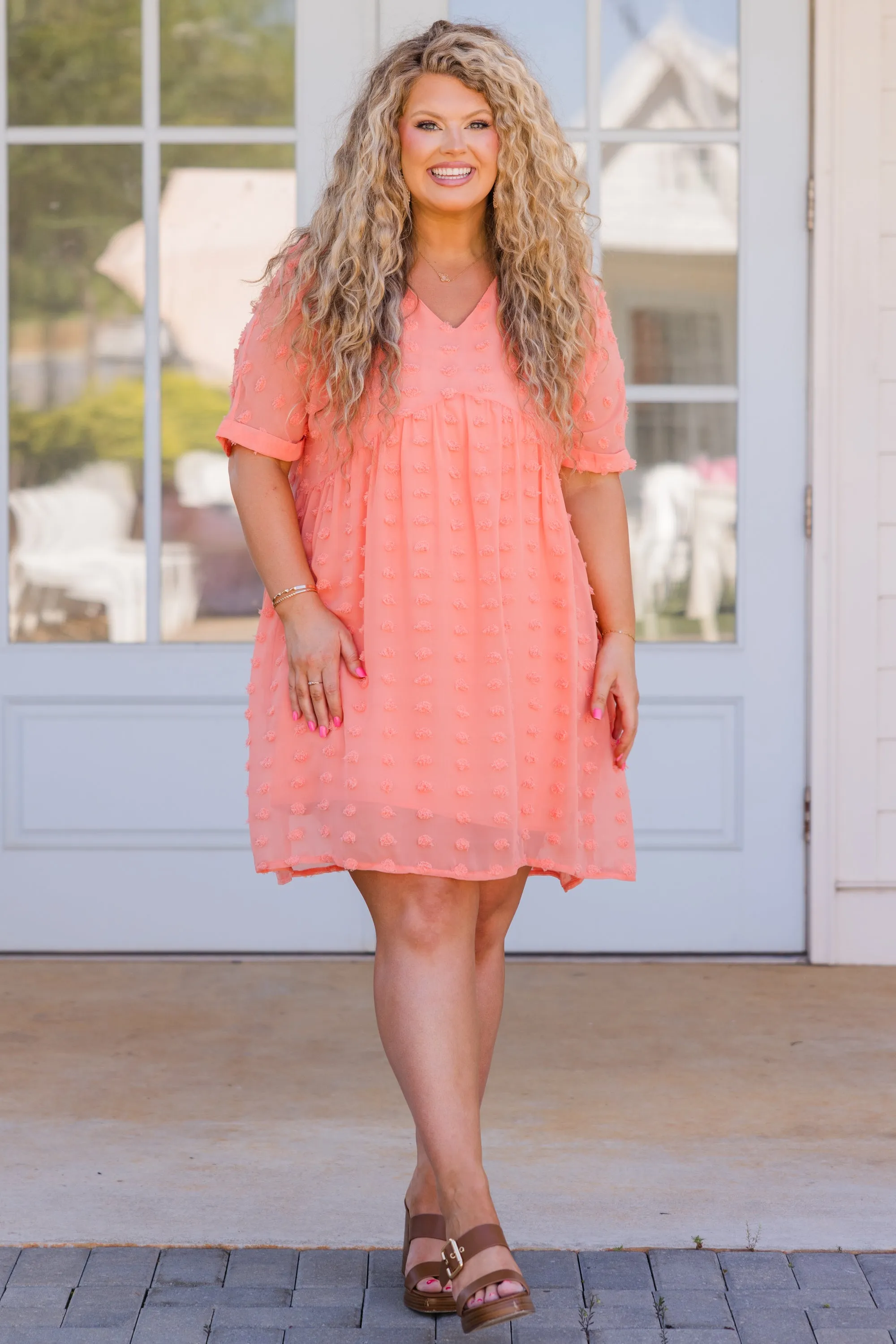 Be Spotted Dress, Coral