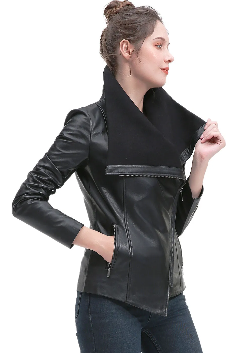 BGSD Women Kiara Lambskin Leather Jacket