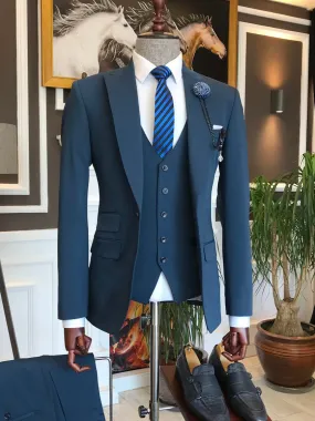 Bojoni Blue Slim-Fit Suit 3-Piece