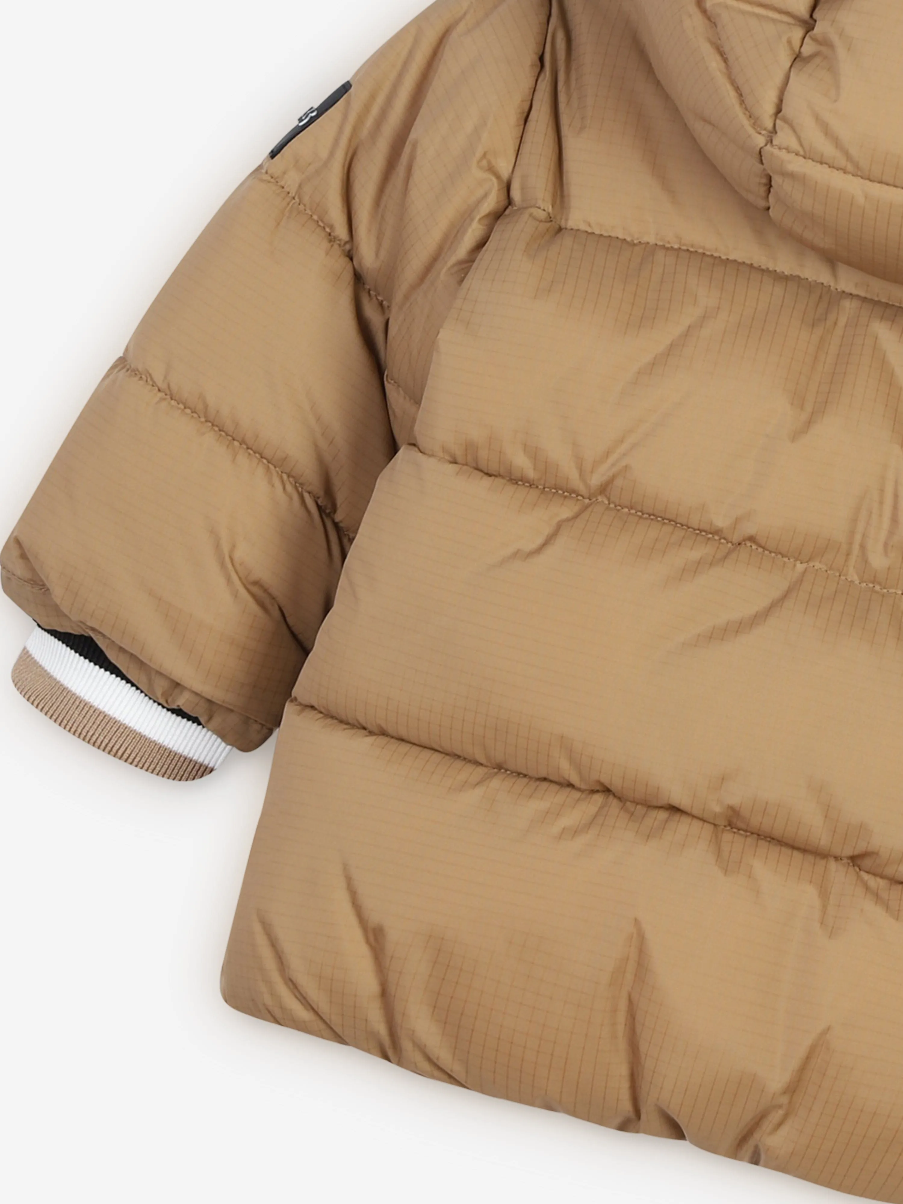 BOSS Baby Boys Logo Puffer Jacket in Brown