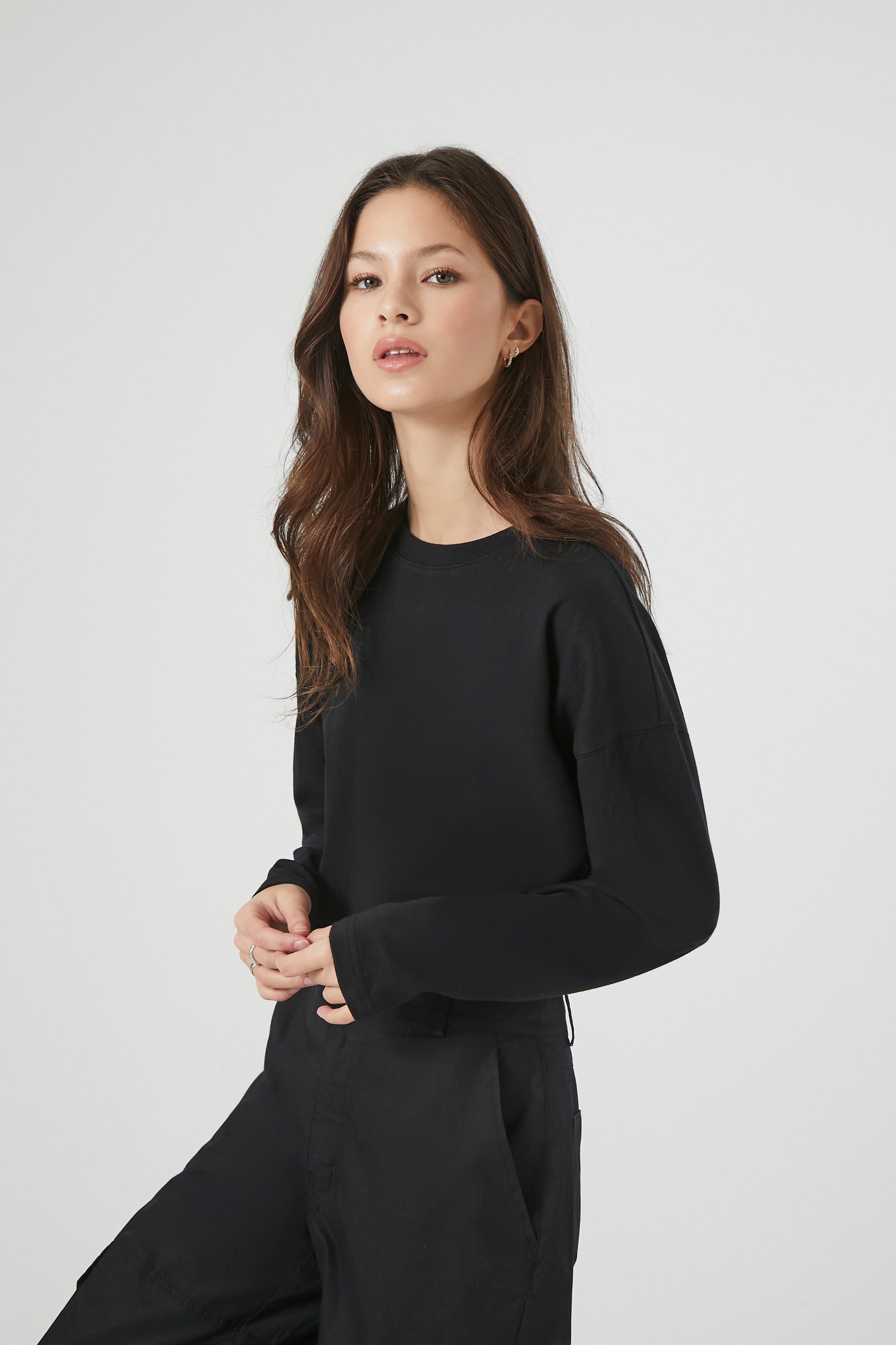 Boxy Long-Sleeve Crop Top