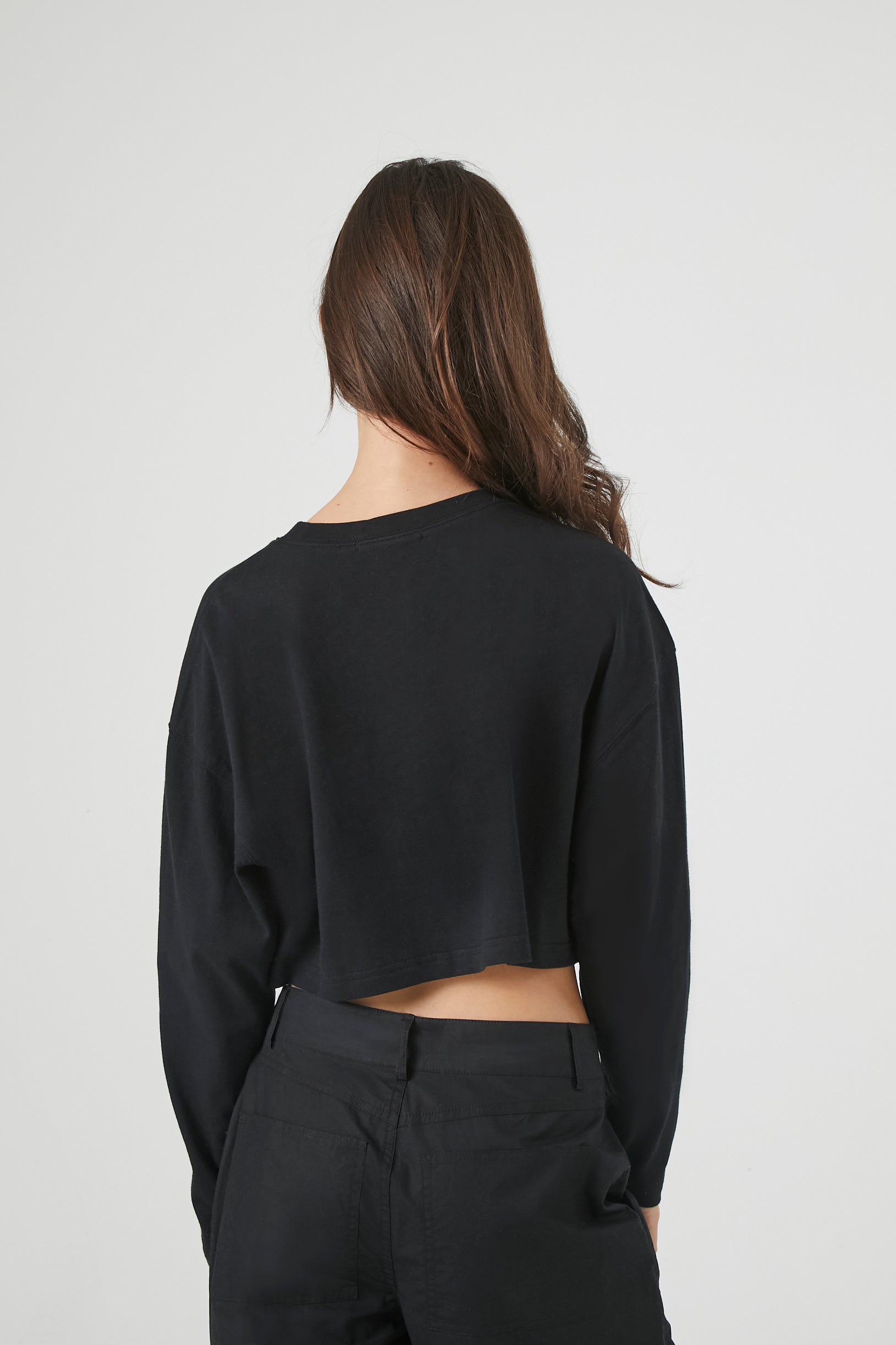 Boxy Long-Sleeve Crop Top