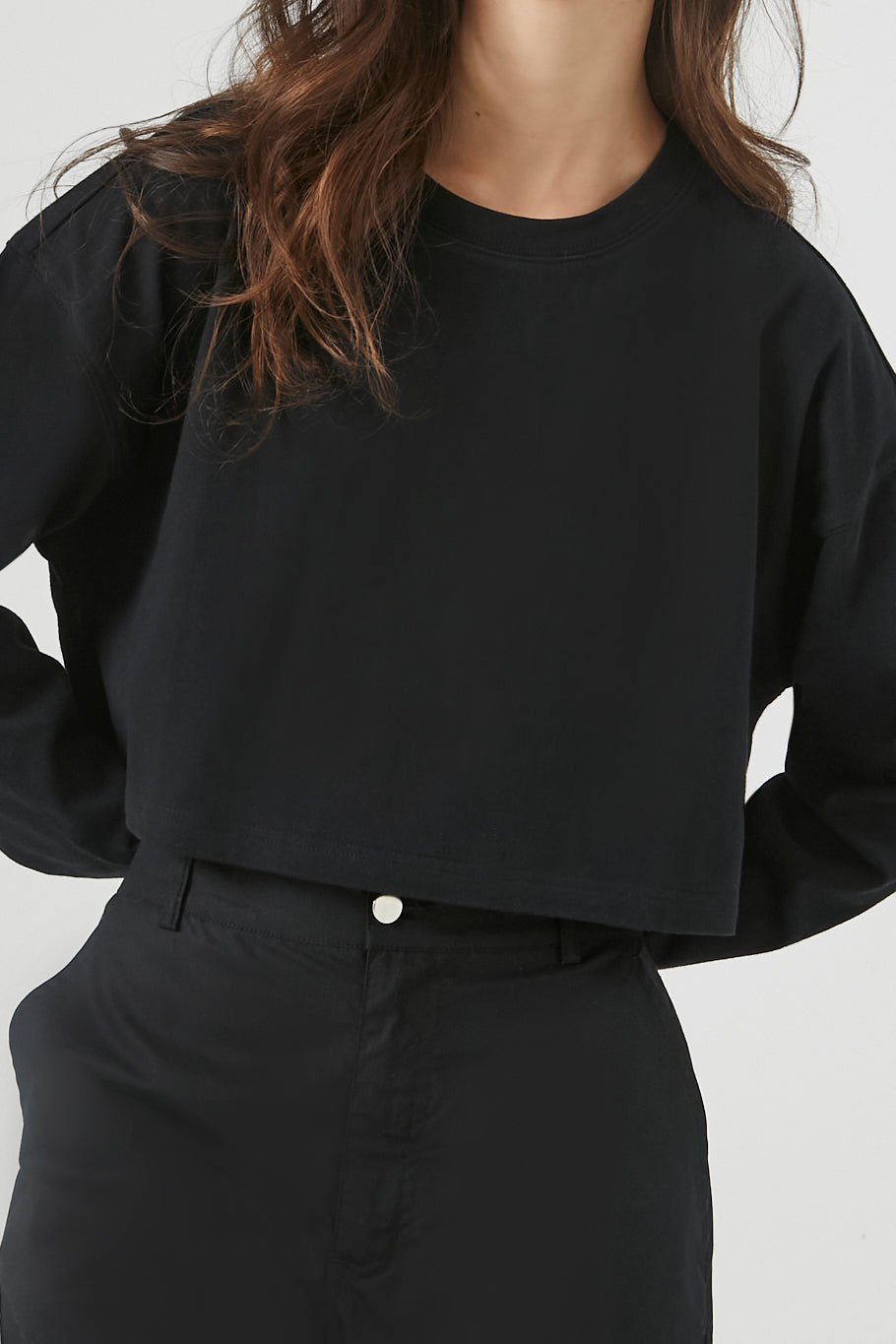 Boxy Long-Sleeve Crop Top