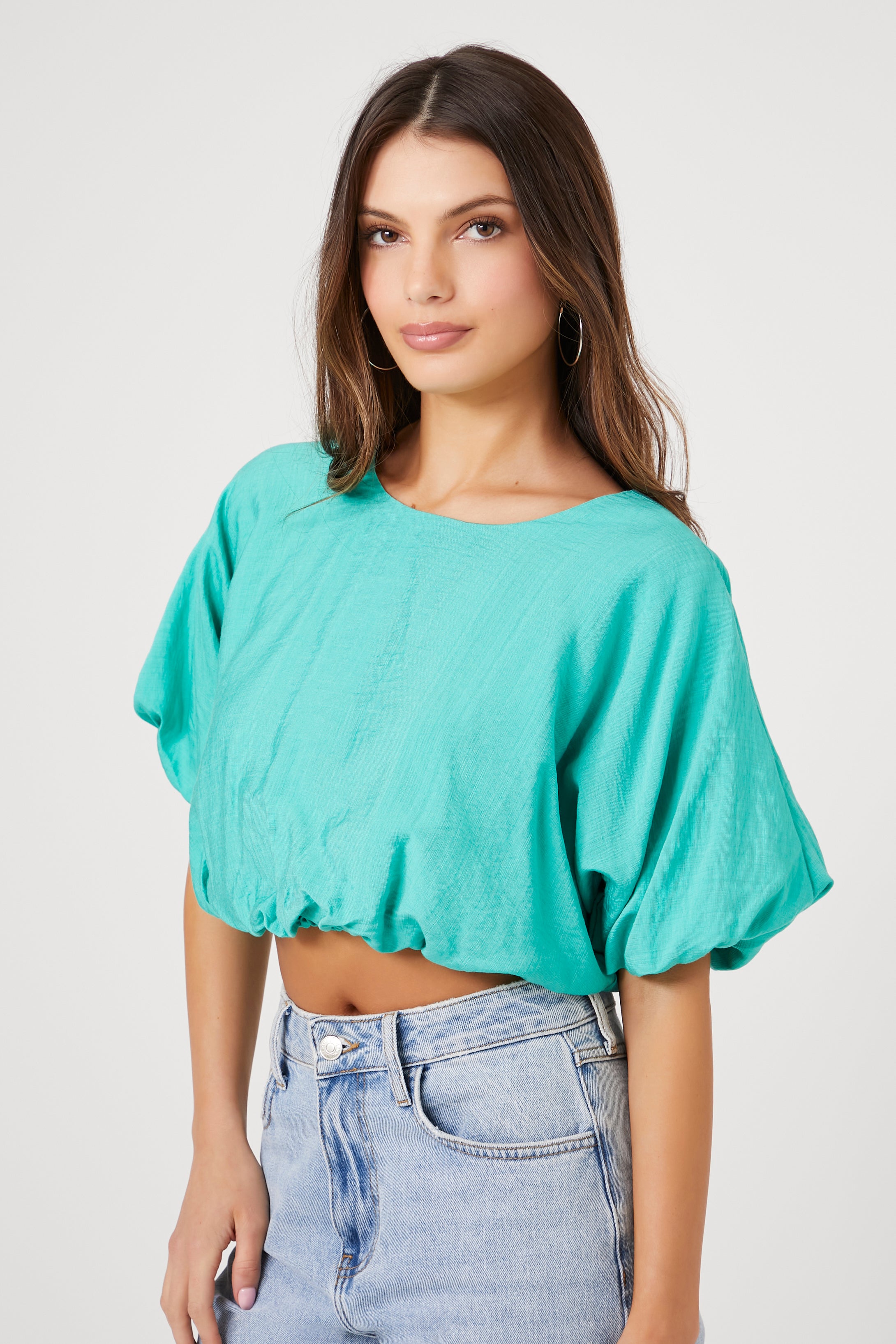 Bubble-Hem Crop Top