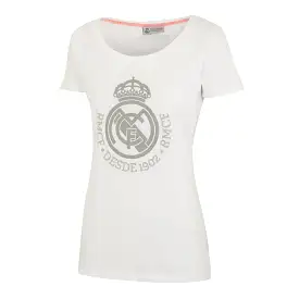 Camiseta Escudo Blanca/Gris Mujer Real Madrid