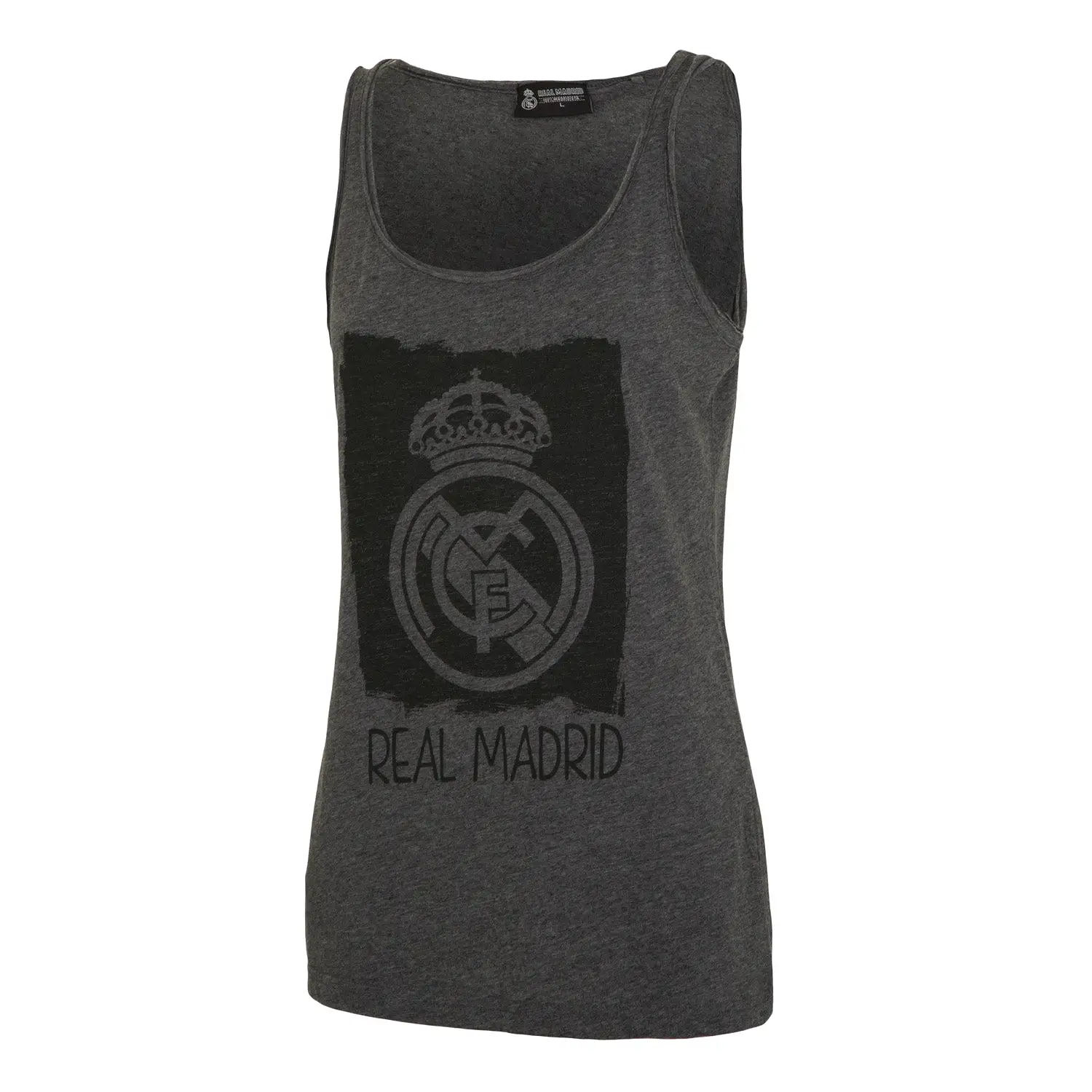 Camiseta Tirantes Escudo Gris OScuro Mujer Real Madrid