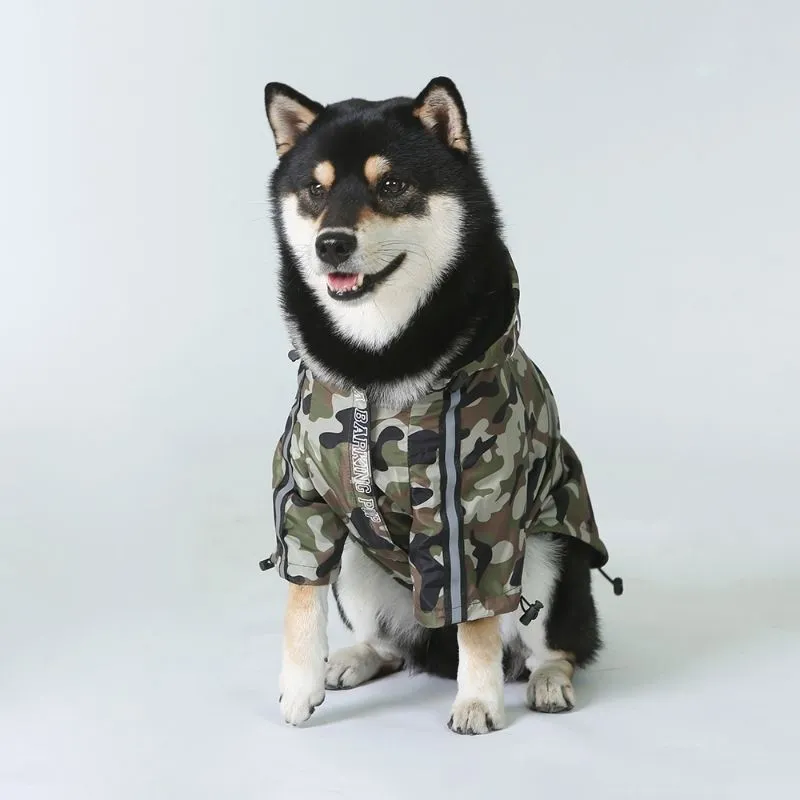 Camo Hooded Windbreaker Dog Jacket | Petiboo Dog Clothes