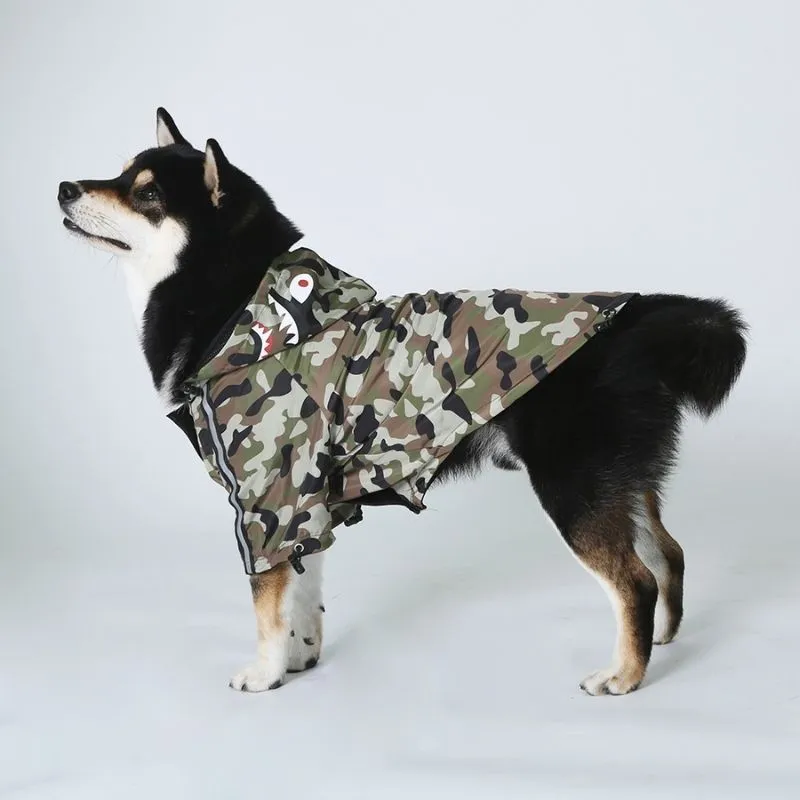 Camo Hooded Windbreaker Dog Jacket | Petiboo Dog Clothes