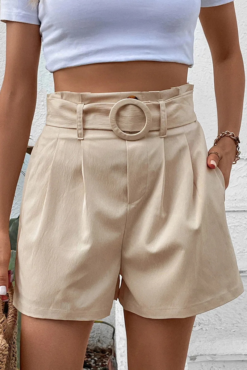 Casual Solid Pocket Fold Loose High Waist Straight Solid Color Bottoms