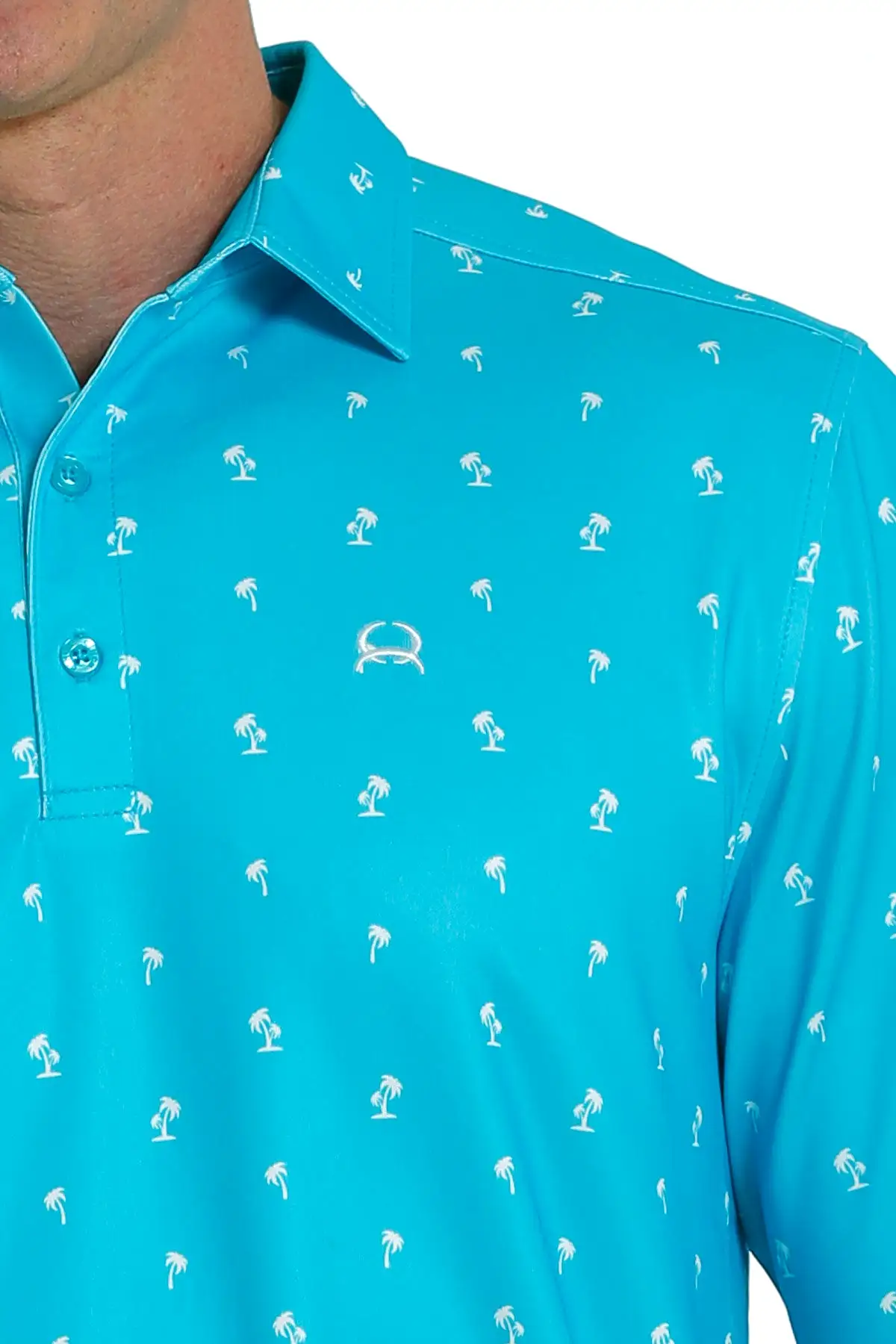 'Cinch' Men's Arenaflex Palm Tree Print Polo - Blue