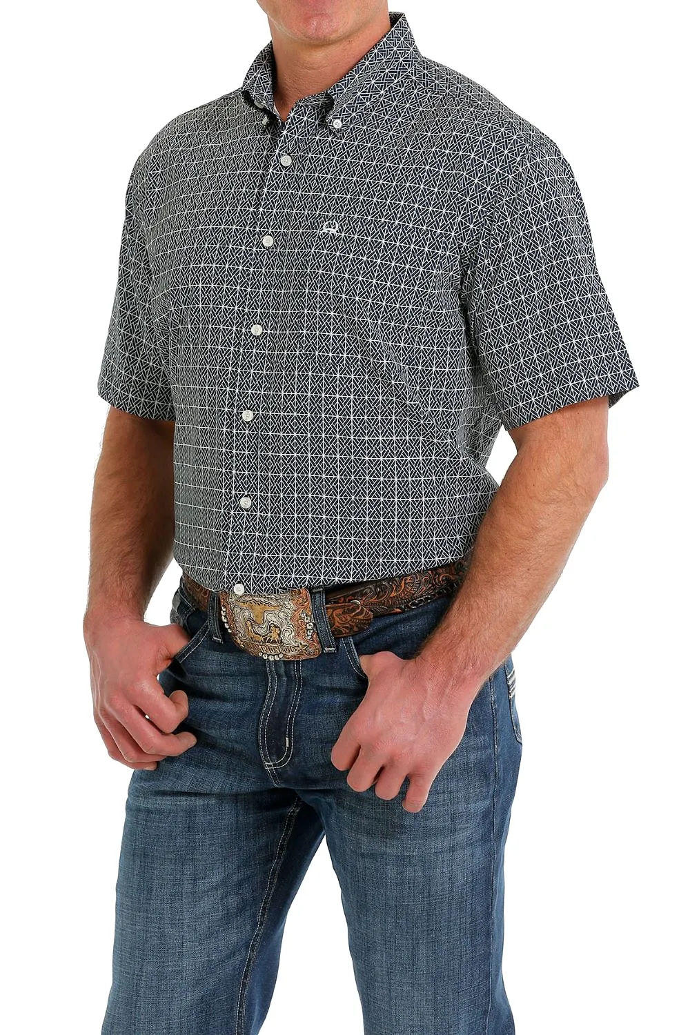 'Cinch' Men's ArenaFlex Print Classic Fit Button Down - Navy