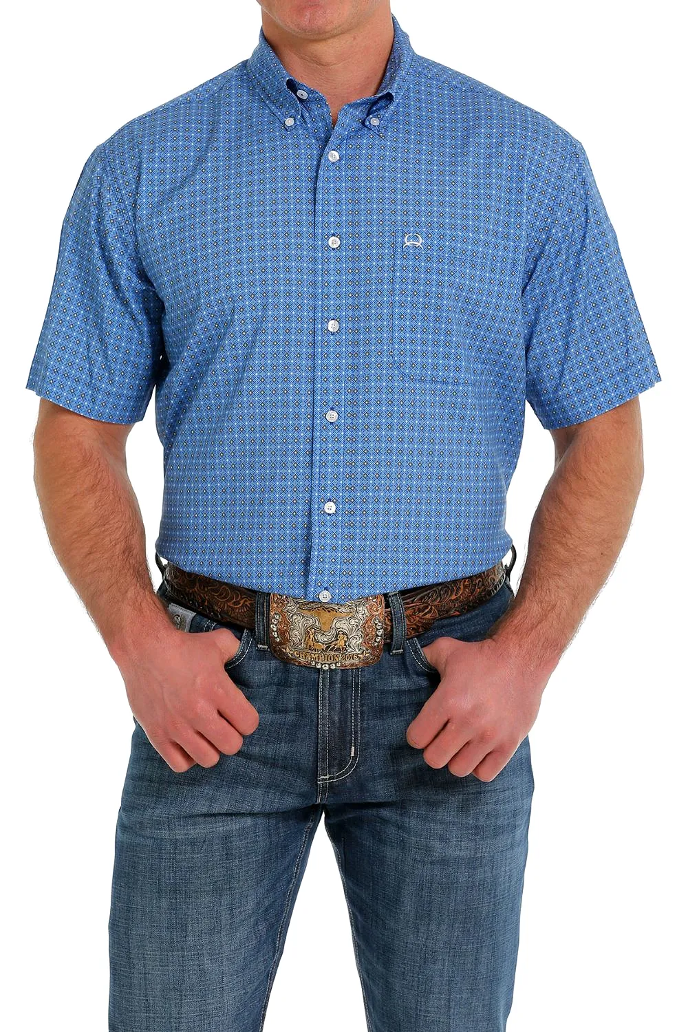 'Cinch' Men's ArenaFlex Print Classic Fit Button Down - Royal