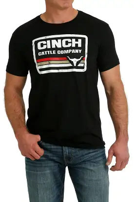 'Cinch' Men's Cattle Company Screen Print Tee - Black