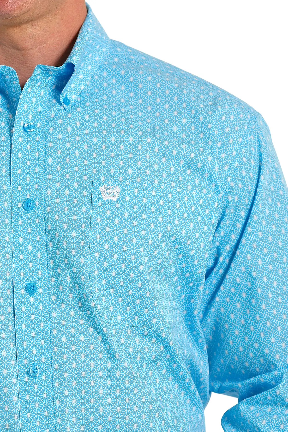 'Cinch' Men's Geo Print Classic Fit Button Down - Turquoise