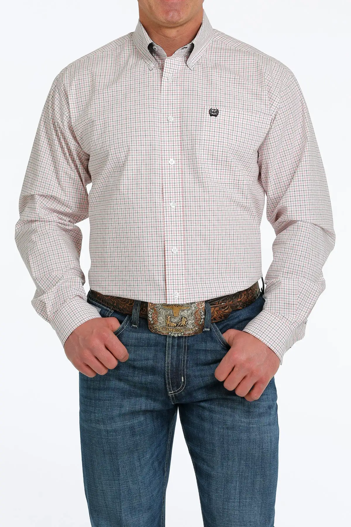 'Cinch' Men's Plaid Classic Fit Button Down - White