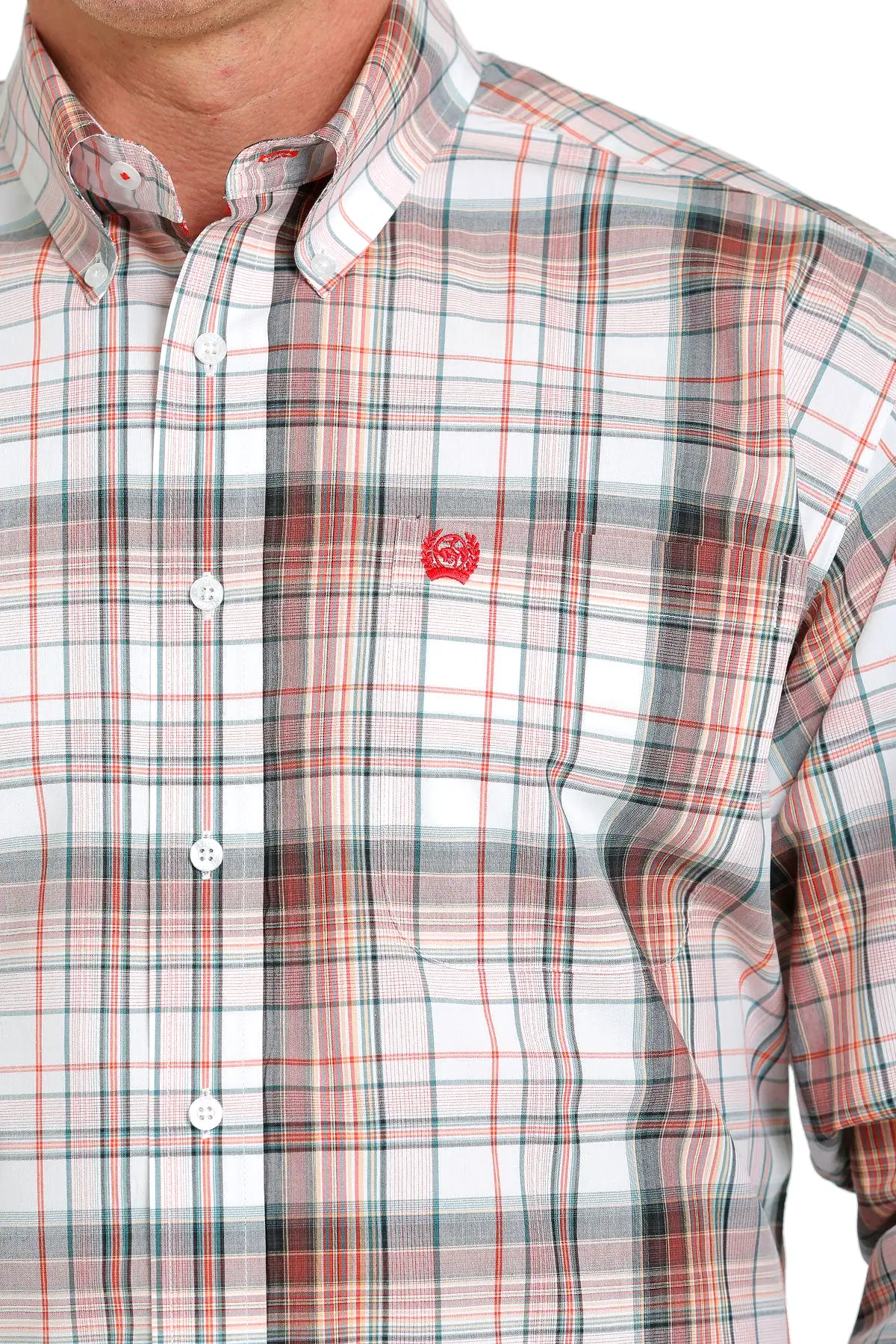 'Cinch' Men's Plaid Western Button Down - White