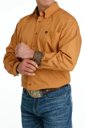 Cinch Men's Solid Gold Long Sleeve Button Front Western Shirt