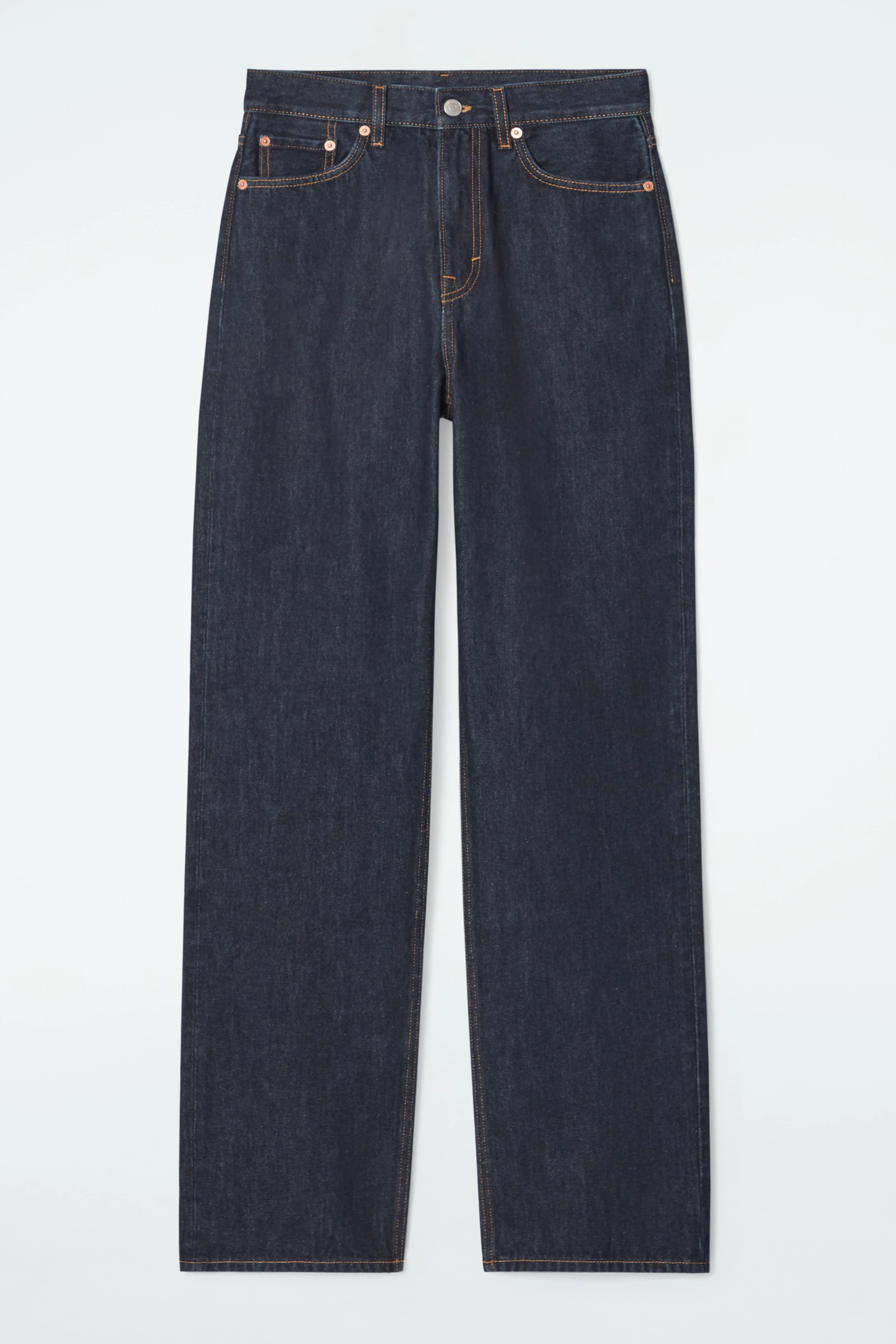 COLUMN JEANS - STRAIGHT - High waist - Long - DARK BLUE - Ladies | H&M GB