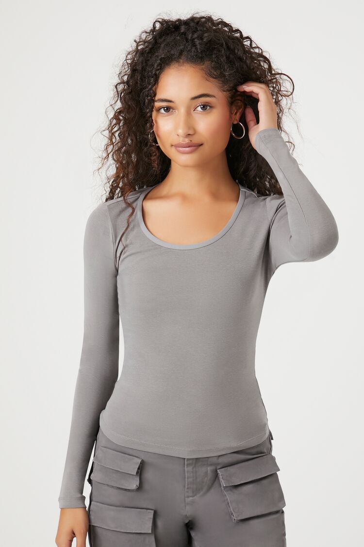 Cotton-Blend Scoop-Neck Top