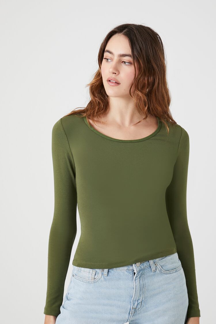 Cotton-Blend Scoop-Neck Top