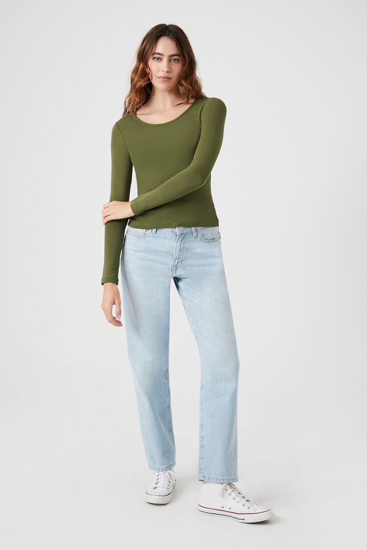 Cotton-Blend Scoop-Neck Top