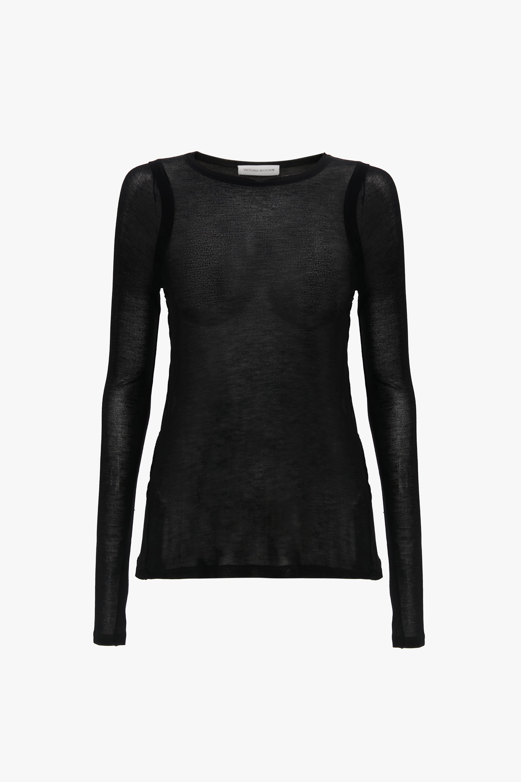 Crew Neck Long Sleeve Top In Black