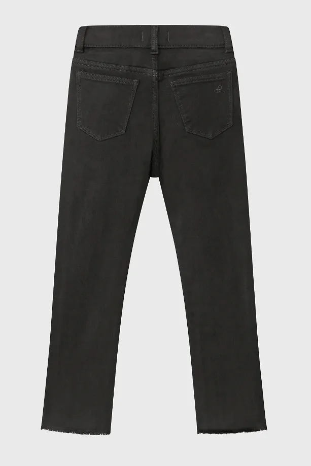 Emie Straight High Rise Jeans - Black Peached Raw