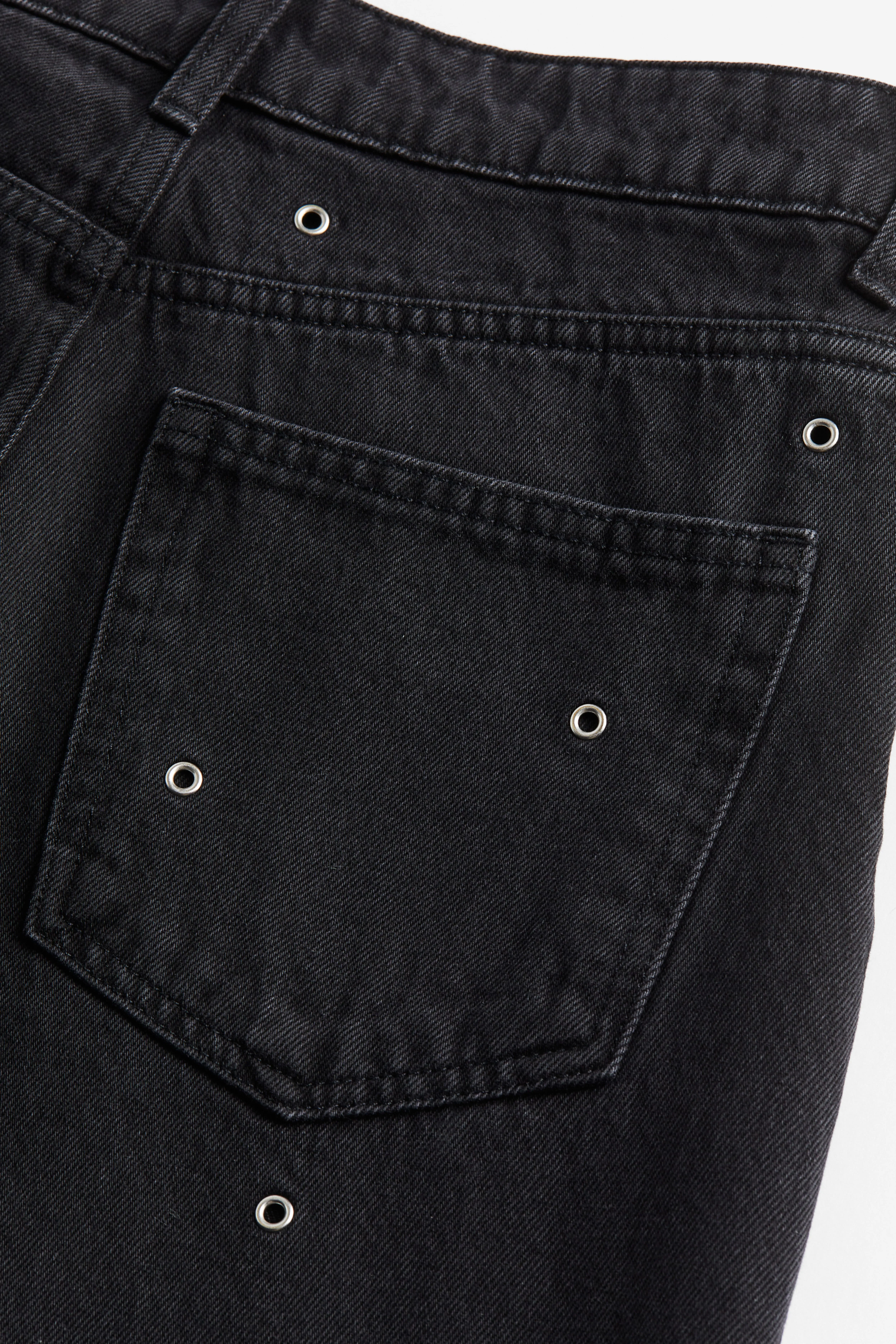 Eyelet-detail straight jeans - High waist - Extra-long legs - Black/Washed out - Ladies | H&M GB