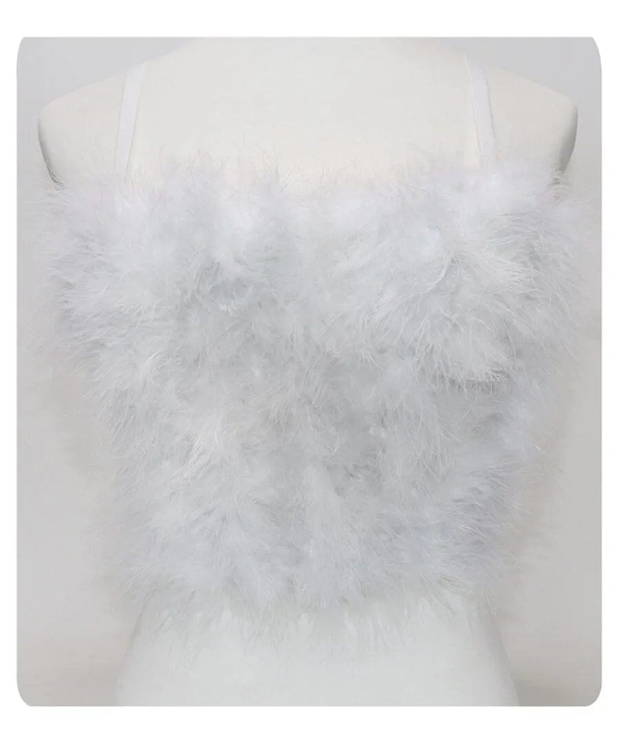 Faux Fur Solid Pink Performance Crop Top To Wear Out Autumn Corset Tops Women Bra Push Up Bustier