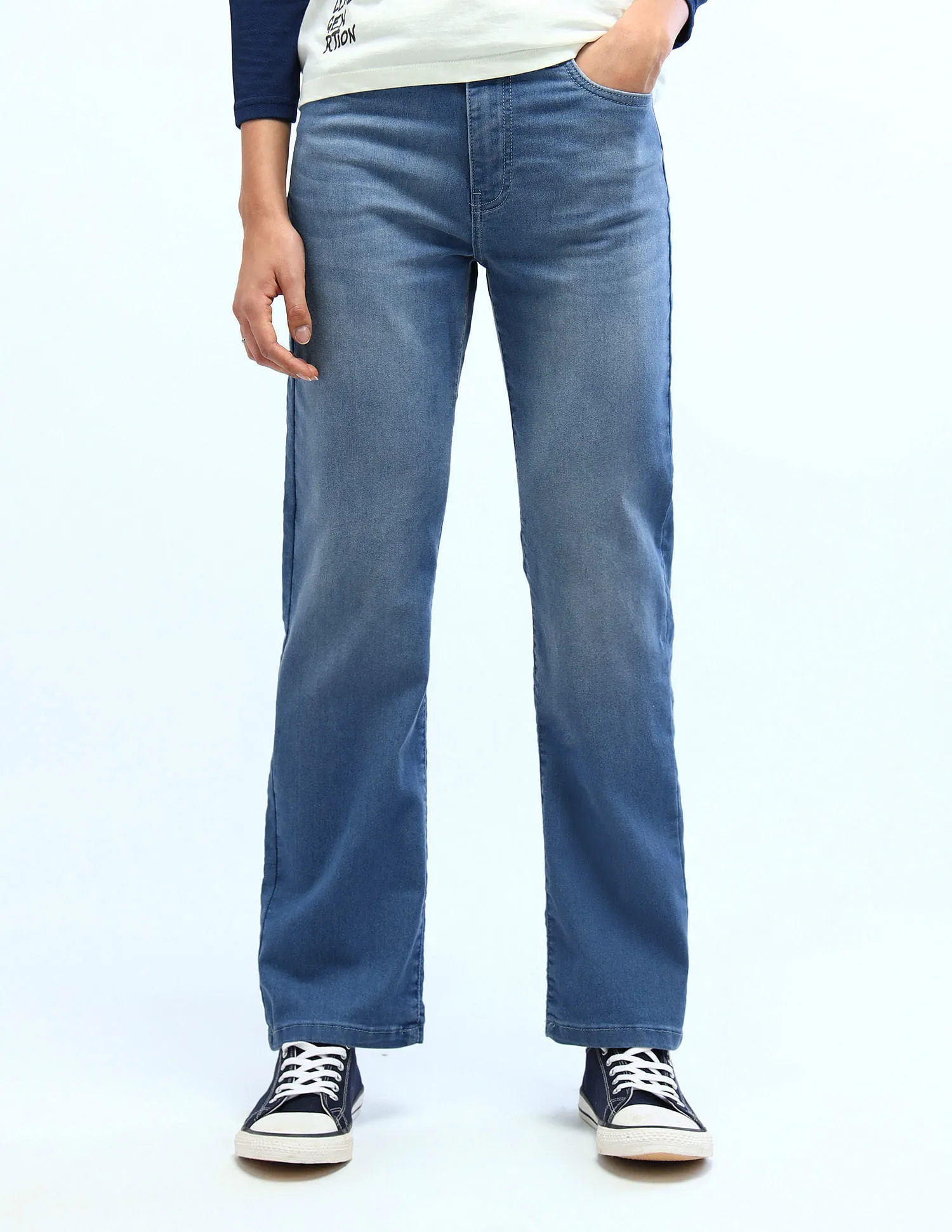 Flying Machine Women High Rise Straight Fit Jeans