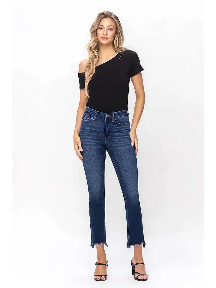 Flying Monkey High Rise Crop Slim Straight Jeans