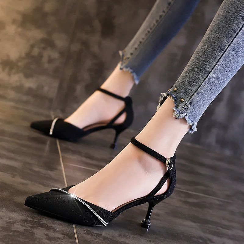 French Girl Straight Buckle High Heel Pump