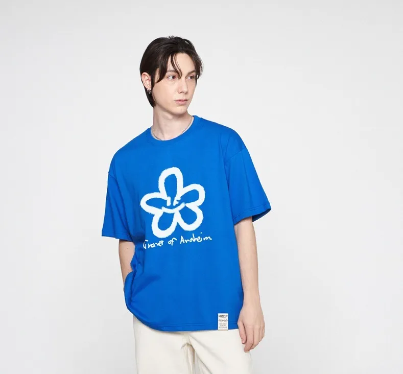 GRAVER  |[GRAVER]BIG SPRAY FLOWER SMILE DRAWING LOGO SHORT SLEEVE TEE