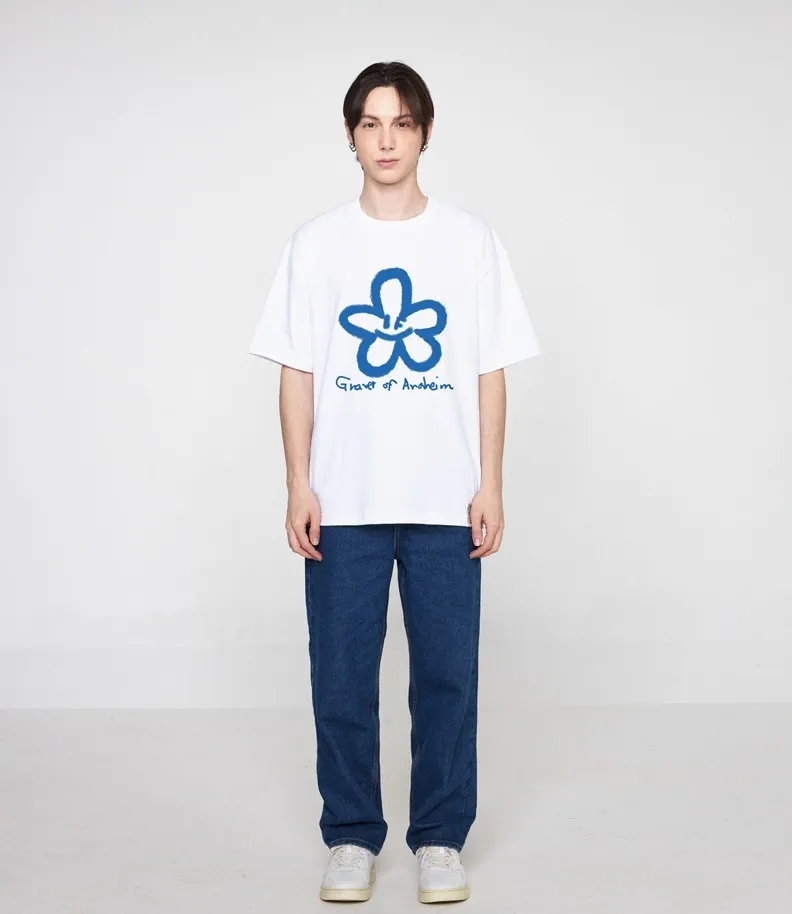 GRAVER  |[GRAVER]BIG SPRAY FLOWER SMILE DRAWING LOGO SHORT SLEEVE TEE