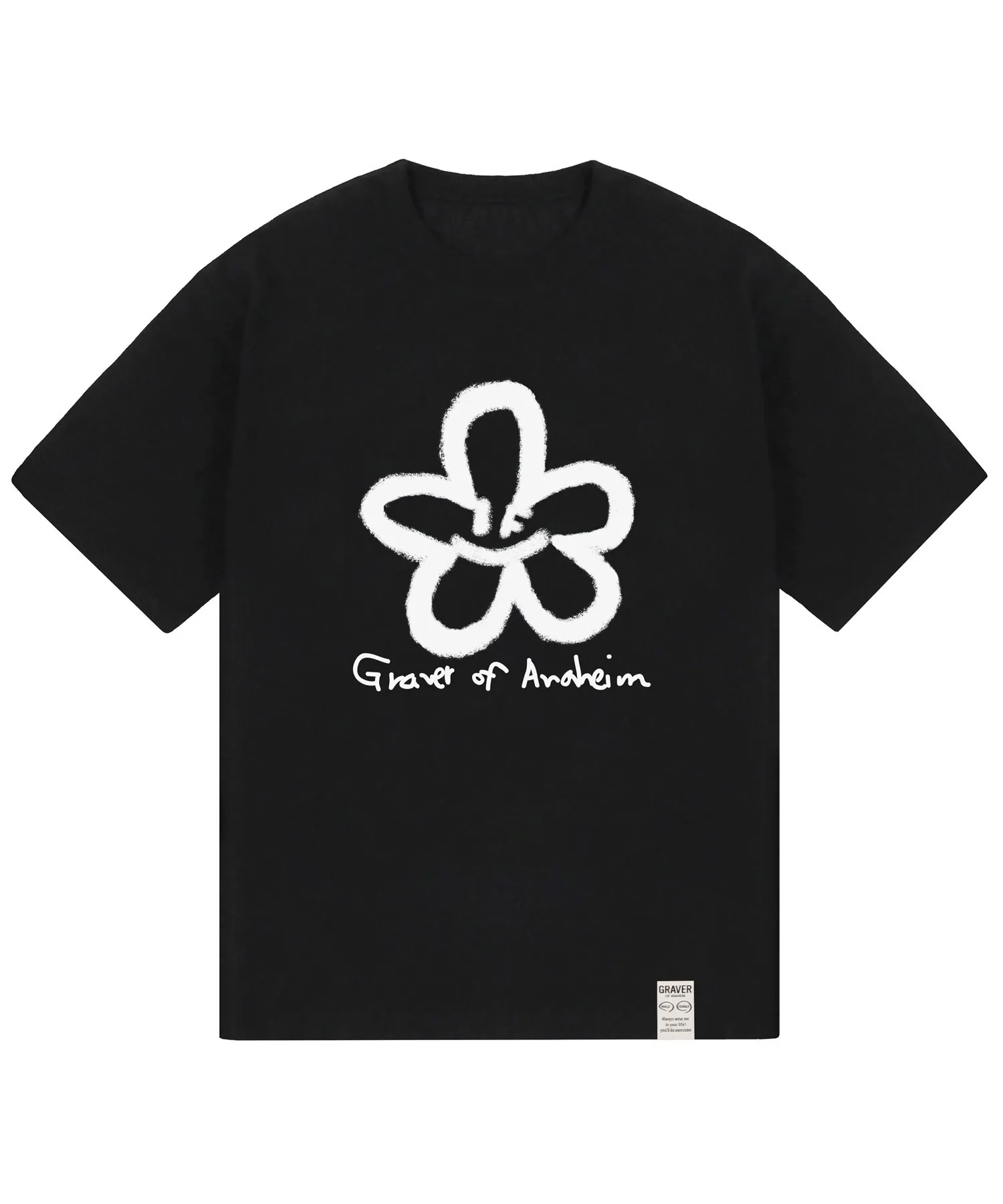 GRAVER  |[GRAVER]BIG SPRAY FLOWER SMILE DRAWING LOGO SHORT SLEEVE TEE