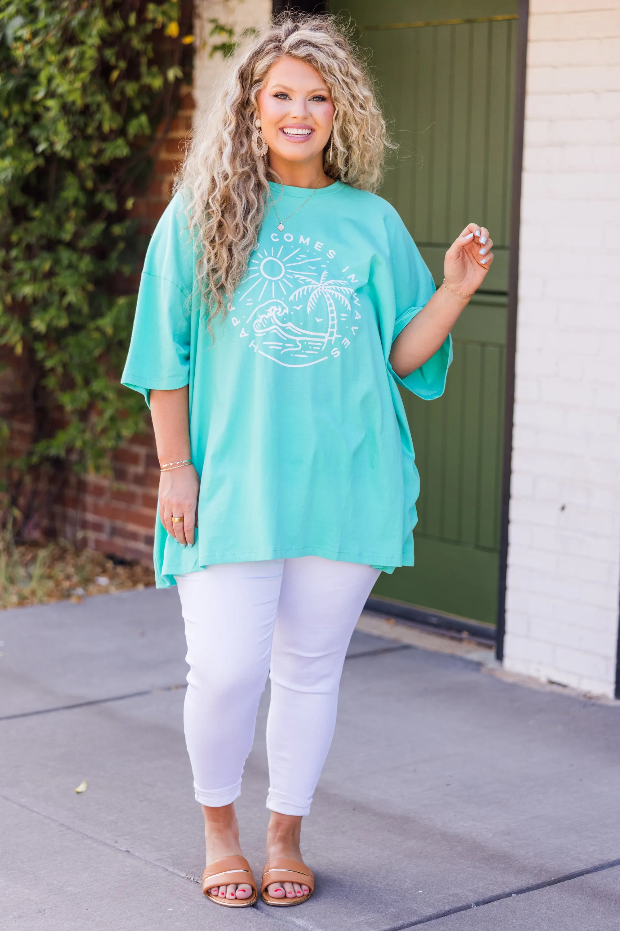 Happiness In Waves Boyfriend Tee, Mint