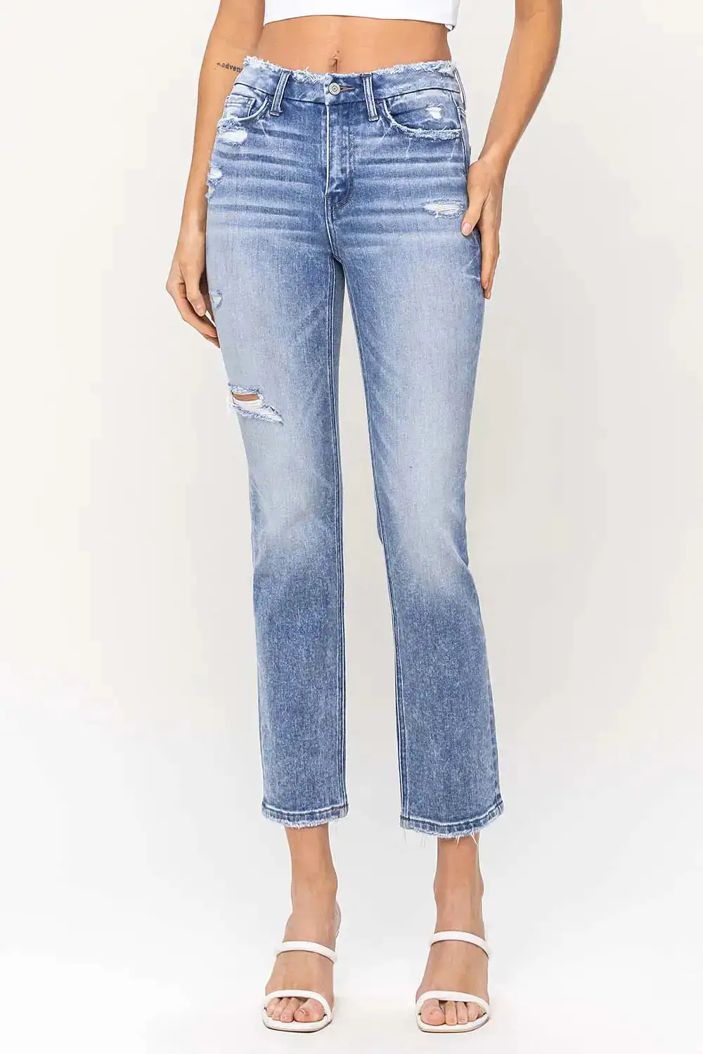 High-Rise Crop Slim Straight