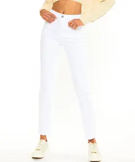 High Rise Slim Straight Jeans - White