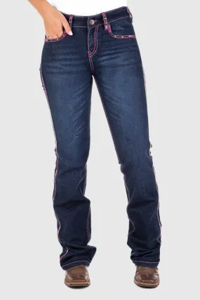 HITCHLEY & HARROW HIGH RISE - SR2202 FAIRVIEW HOT PINK STITCH JEANS