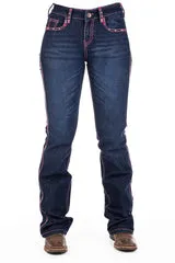 HITCHLEY & HARROW HIGH RISE - SR2202 FAIRVIEW HOT PINK STITCH JEANS