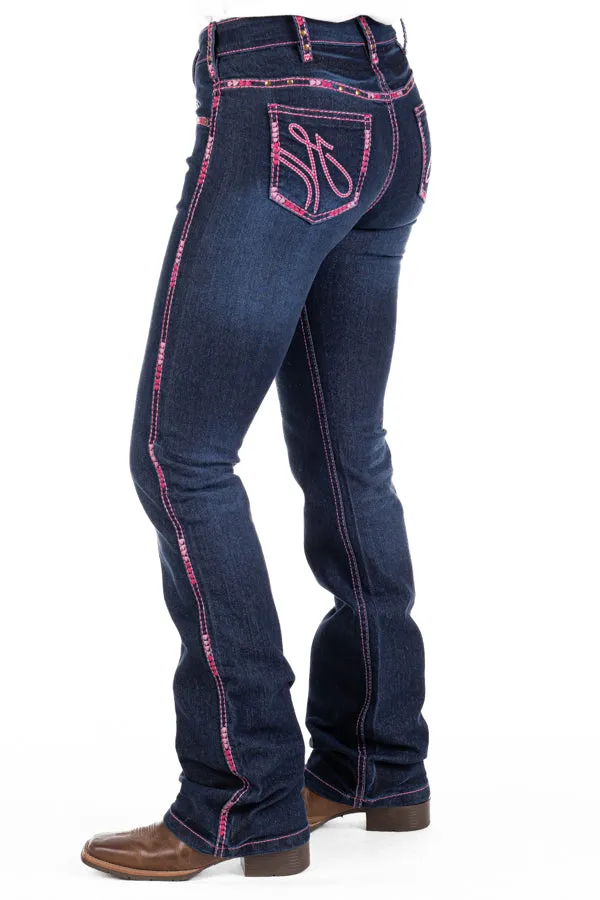 HITCHLEY & HARROW HIGH RISE - SR2202 FAIRVIEW HOT PINK STITCH JEANS