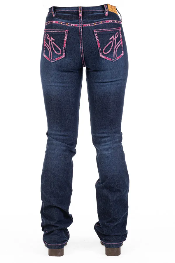 HITCHLEY & HARROW HIGH RISE - SR2202 FAIRVIEW HOT PINK STITCH JEANS