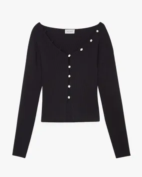 House of Dagmar Pearl Button Top Black